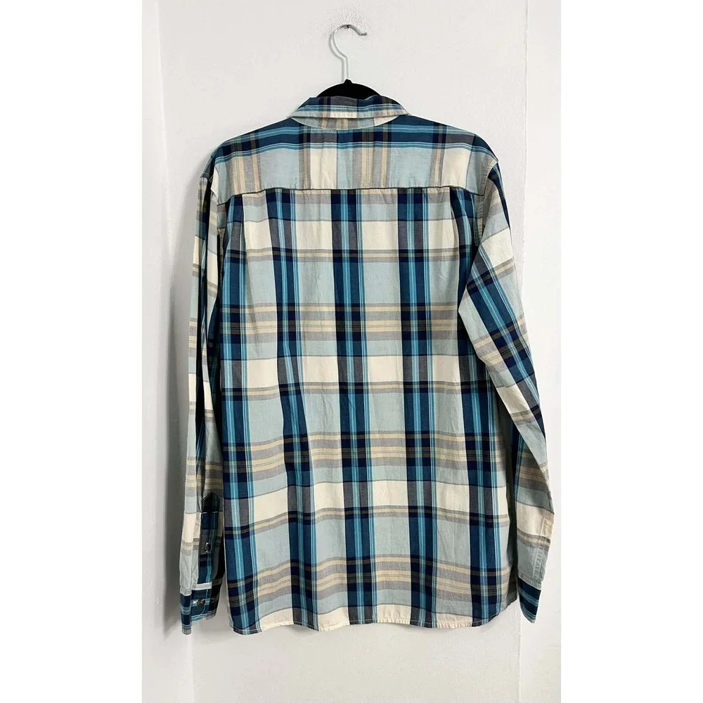 Western Snap Button Plaid Shirt‎ The North Face Blue Mens Medium